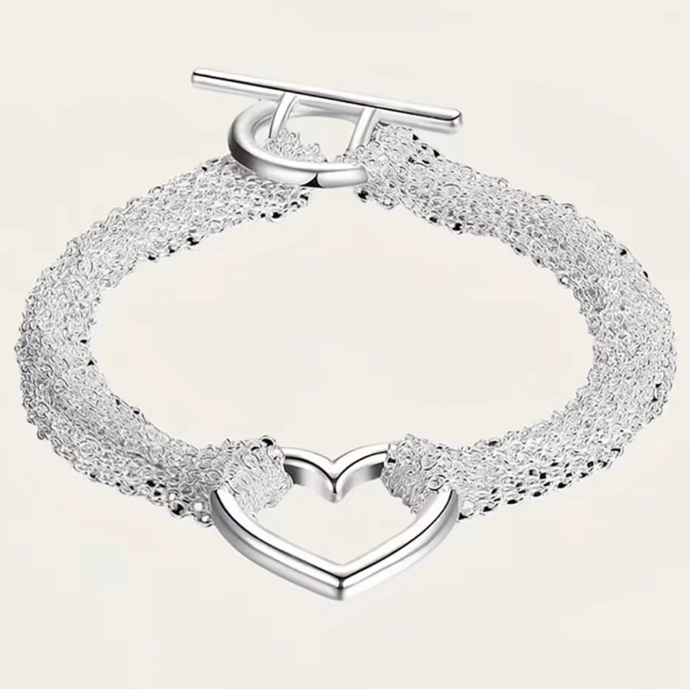 Heart Toggle Multi-Strand Bracelet in Silver